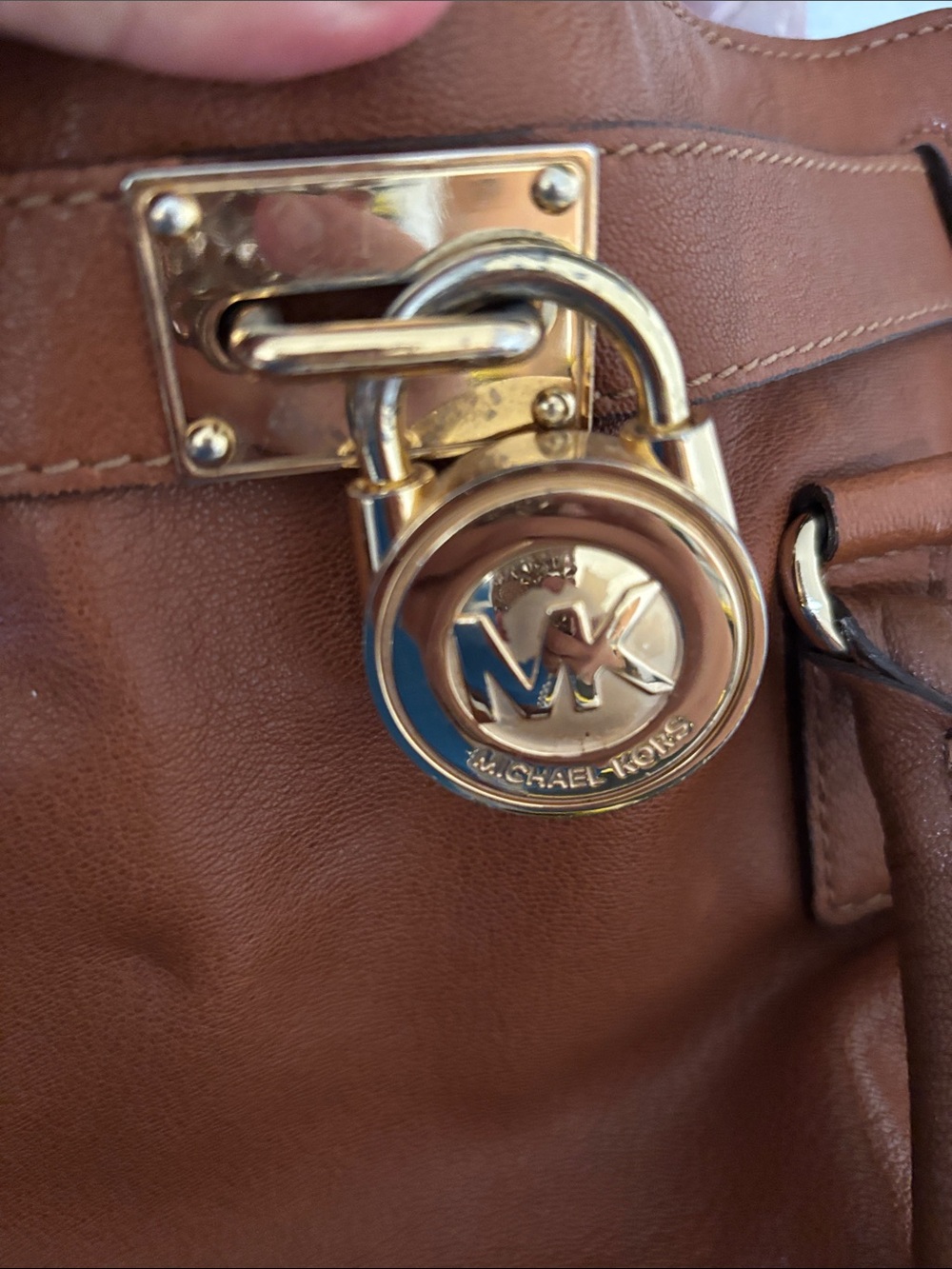 Michael Kors Cognac Leather Satchel with Gold Hardware - Picture 5 of 11